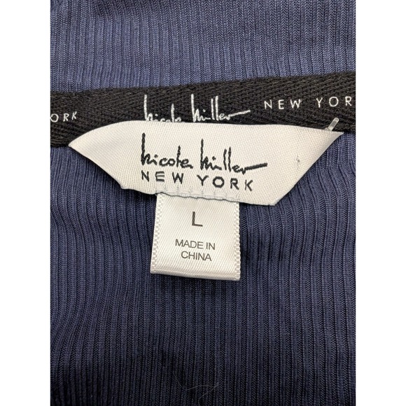 Nicole Miller Button Down Night Shirt Dress Pajamas Womens L Naval Blue NEW NWT - Picture 7 of 7